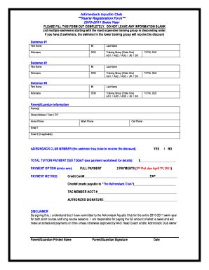 Fillable Online Yearly Registration Form Yearly Registration Form