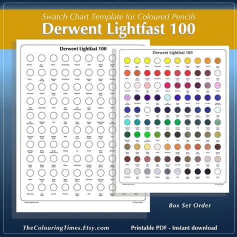 Derwent Lightfast Swatch Template For Coloured Pencils Print And