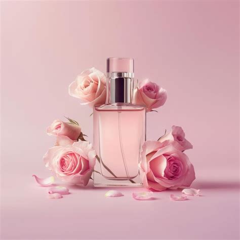 Premium Photo Rose Floral Perfume Bottle Mockup