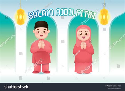 hari raya celebration happy kids  stock vector royalty