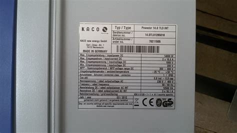 Inverter Kaco New Energy Powador Tl Int String Secondsol