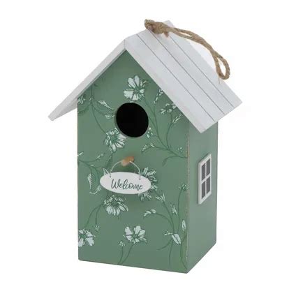 Boltze Vogelhuisje Groen Met Wit Houten Nestkastje Cm