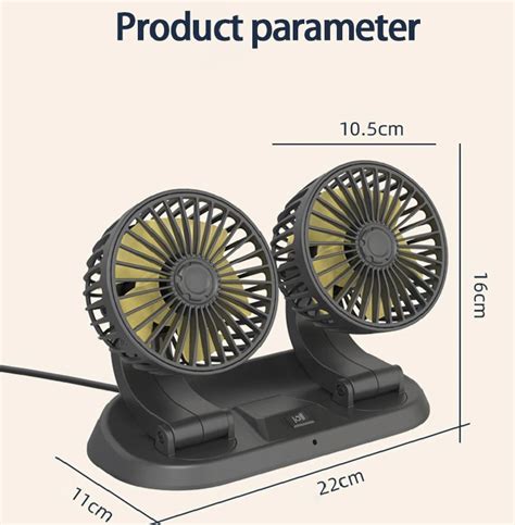 Dual Head Car Fan 2 Speed Adjustment Car Cooling Fan Strong Wind