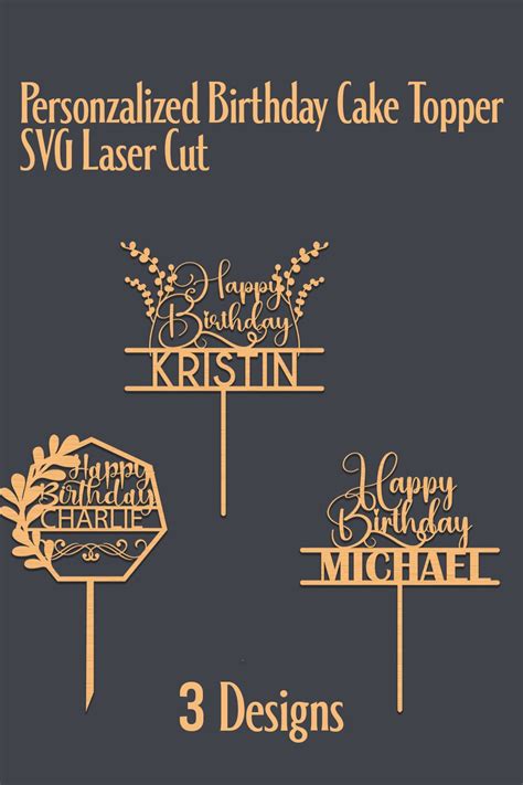 Personalized Birthday Cake Topper SVG Files Template