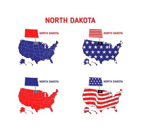 Mapa De Dakota Del Norte Con Ilustraci N De Dise O De Bandera De