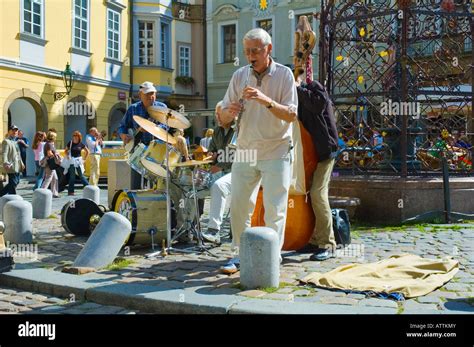 Dixieland Jazz Band Playing In Old Town Of Prague Czech Republic Stock