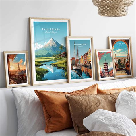 philippines travel poster mount mayon art print  art world