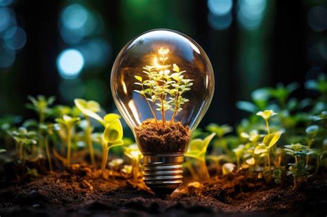 Premium Photo Alternative Energy Vision Eco Plant Inside Illuminated Bulb