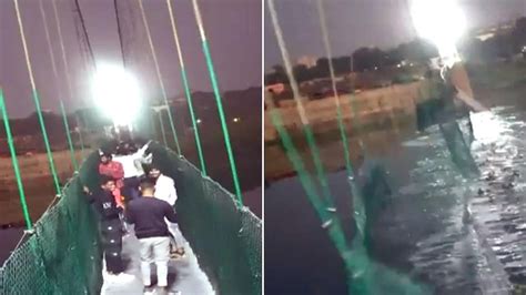 Morbi Bridge Collapse Video The Moment The Bridge Snaps And People