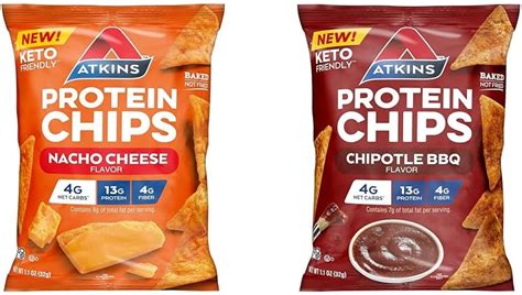 Atkins Nacho Cheese And Chipotle Bbq Protein Chips 4g Net