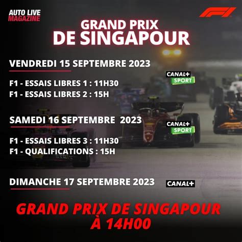 Infos Toute Fraiche F1 Le Programme TV Du Grand Prix De Singapour