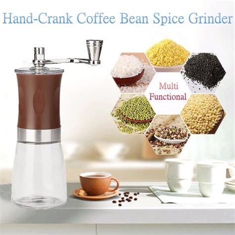 Soloop Hand Crank Coffee Bean Grinder Stainless Steel Abs Glass