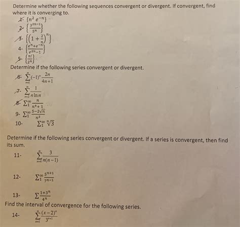 Solved Determine Whether The Following Sequences Convergent Chegg