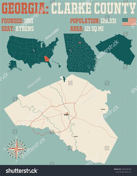 Large Detailed Map Clarke County Georgia Stock Vector (Royalty Free ...