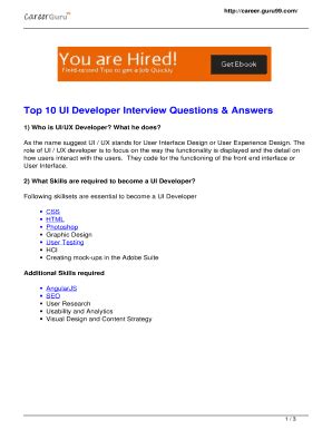 Fillable Online Top 10 UI Developer Interview Questions Answers Fax