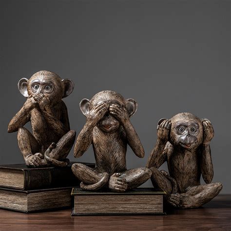 Three Wise Monkeys Resin Statue European Home Decor Art R3010 ...