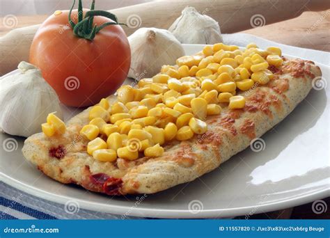 Stone Oven Baked Pizza With Corn Stock Photo Image Of Food Eating