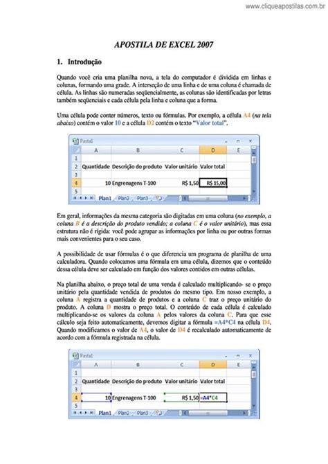 Clique Apostilas Microsoft Excel