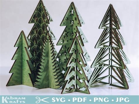 3d Standing Christmas Trees Laser Templatesvg Download Etsy