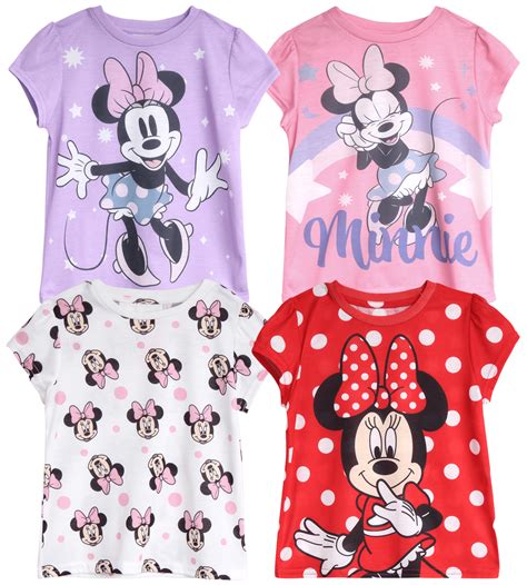 Disney Girls Minnie Mouse T Shirt 4 Pack Minnie Mouse Short Sleeve Shirt 2t 6x