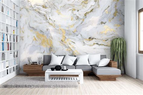 Tapete Fototapete Wunschformat Marmor Gold Grau Marble Etsy