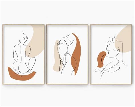 Woman Line Art Print Female Figure Line Art Set Naked Woman Wall Art