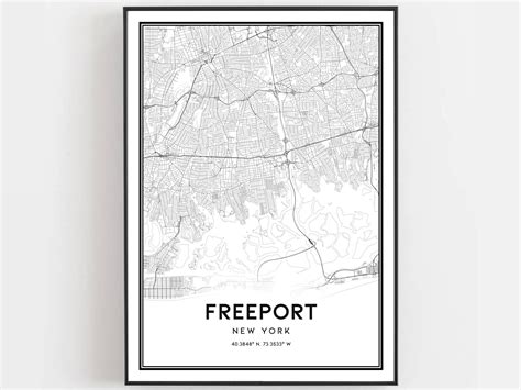 Freeport Map Print Freeport Map Poster Wall Art Ny City | Etsy