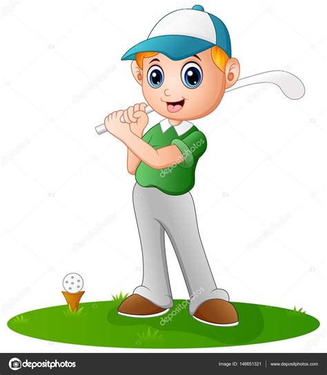 Golf Cartoon Pic Cartoon Boy Playing Golf Stock Vector Dualoro