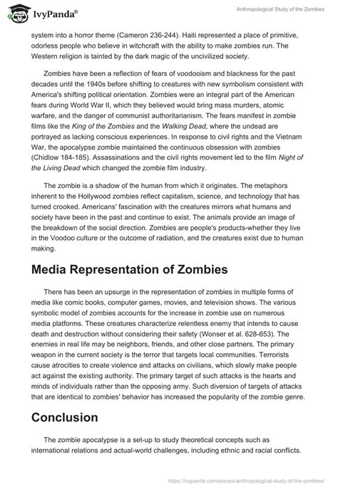 Anthropological Study Of The Zombies 1264 Words Research Paper Example