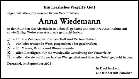 Traueranzeigen von Anna Wiedemann Allgäuer Zeitung