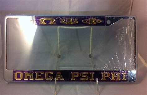 Omega Psi Phi Fraternity Three Greek Letter License Plate Frame