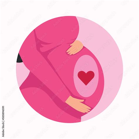 Pregnancy And Motherhood Illustration Concept Portrait Of Beautiful