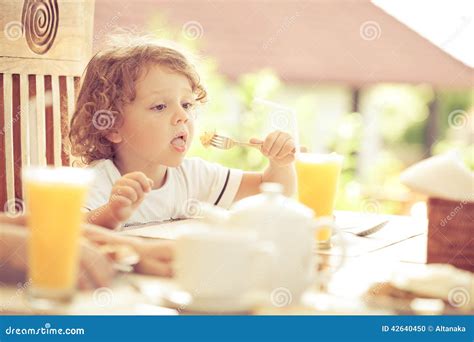 早餐的小男孩 库存照片 图片 包括有 现有量 童年 敬慕 食物 膳食 愉快 具有 健康 快乐 42640450