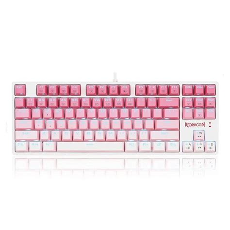 Tastatura Gaming Mecanica Redragon Cass Iluminare Rgb Alba Cu Roz Soliton