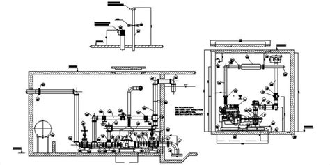 Pump Room Sections Plan And Plumbing Structure Cad Drawing Details Dwg