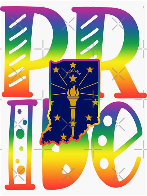 Indiana Gay Pride In Art Block Letters Sticker By Tropicaltees