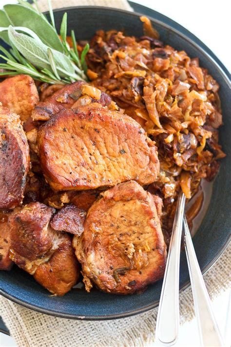 Pork Chops With Braised Bacon And Apple Cabbage Recipe Bacon