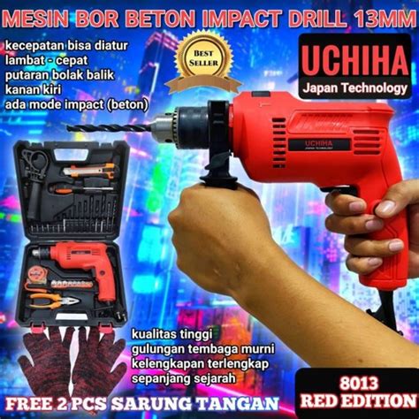 Jual Mesin Bor Mm Komplit Mata Bor Set Impact Drill Beton Kayu Besi