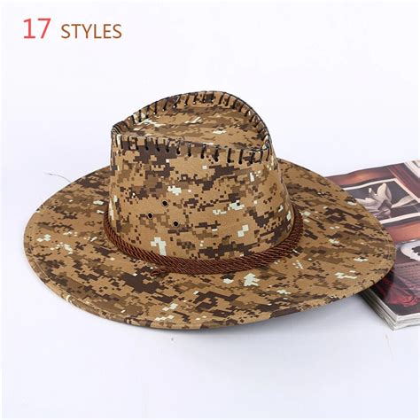 Charas Brand Cowboy Hat Mens Outdoor Camouflage 17 Colors Hand Made