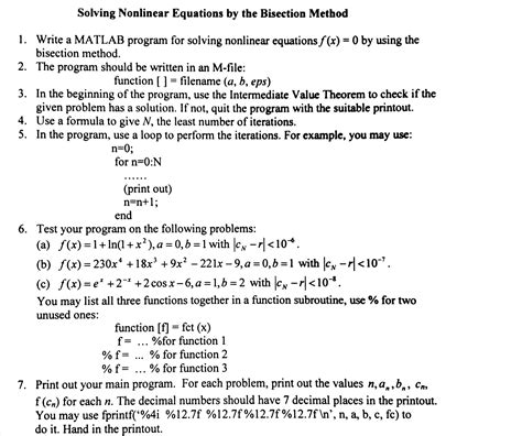 Solved Solving Nonlinear Equations By The Bisection Metho Chegg