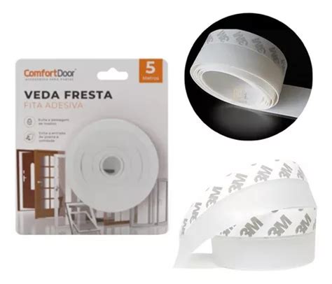 Fita Veda Frestas Adesivo Porta Janela Até 12mm 5 Mt Branca Cor Branco