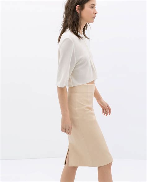 Zara New This Week Faux Leather Tube Skirt Falda Tubo Efecto Piel