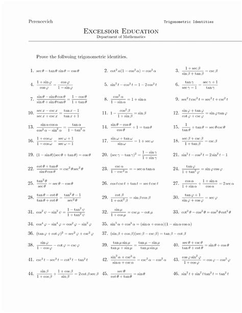 Verify Trig Identities Worksheet – Imsyaf.com