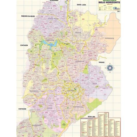 Belo Horizonte Minas Gerais Mapa - Mapa Geográfico Gigante da Cidade de BELO HORIZONTE - Capital de Minas ...