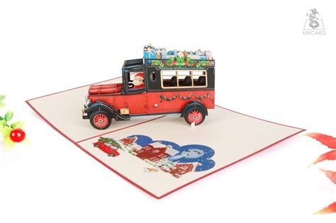 Santa In Red Jeep Pop Up Card Kiricard