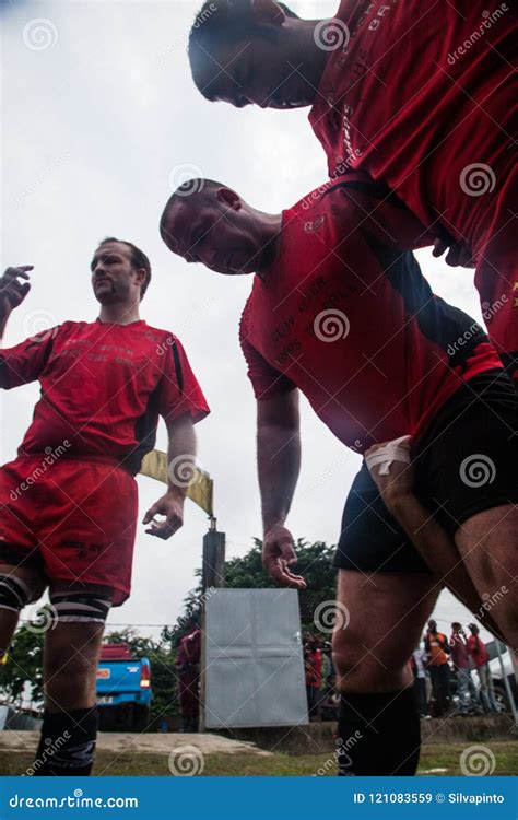 POINTNOIRE CONGO MAY Team Of Amateur Friends Playing Rugby Editorial Stock Image
