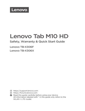 Lenovo TB X306F M10 HD Tab User Guide Manualzz