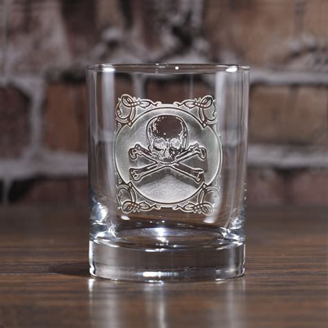 Engraved Skull Cross Bones Whiskey Glass Etsy