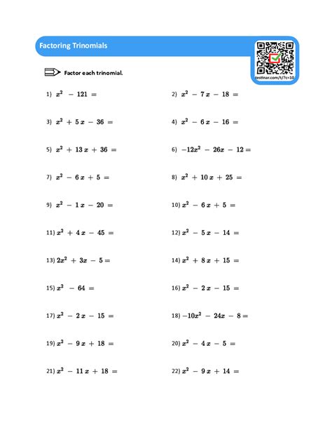 Free factor each polynomial worksheet, Download Free factor each ...