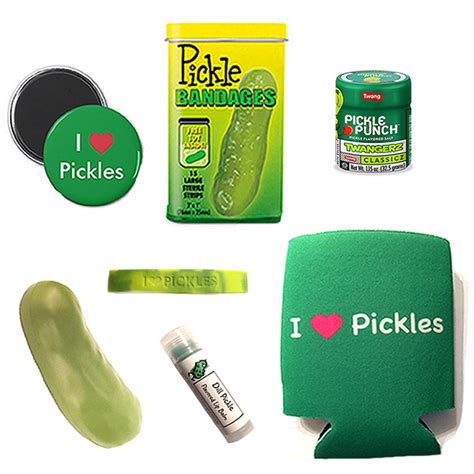 Deluxe Pickle Lovers T Pack 7pc Set Pickle Bandages Lip Balm Magnet Stress Toy I Love